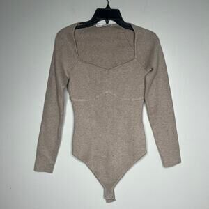 Abercrombie & Fitch Brown Ribbed Corset Sweetheart Neckline Bodysuit Size Medium